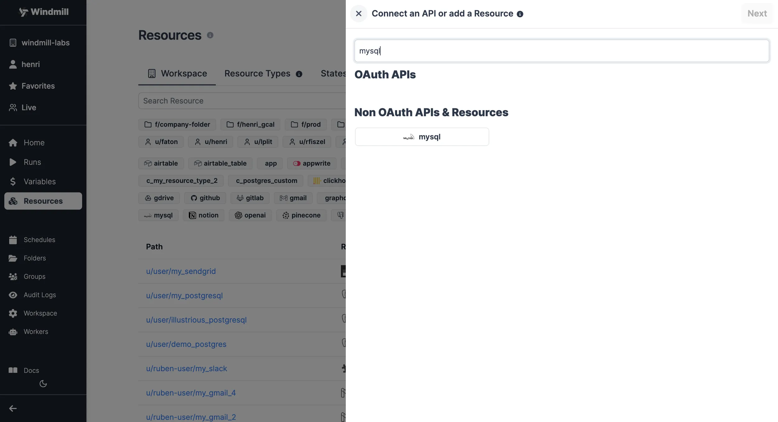 Select MySQL Resource Type