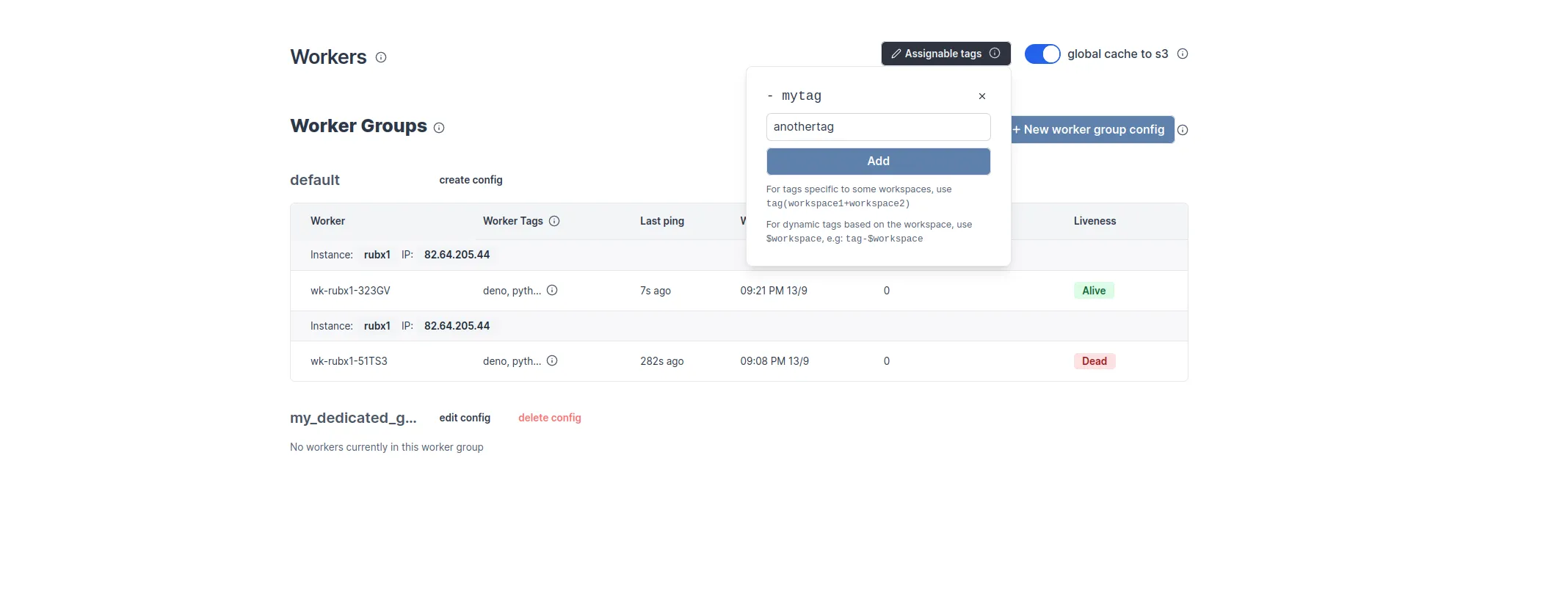 Worker Group Assignable Tags